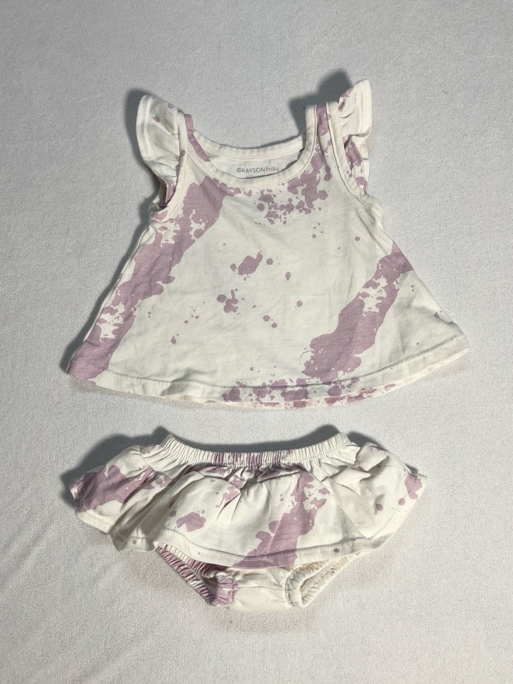 Grayson Mini Target Purple Tie Dye Splatter Ruffle Tank Bloomer Set Newborn